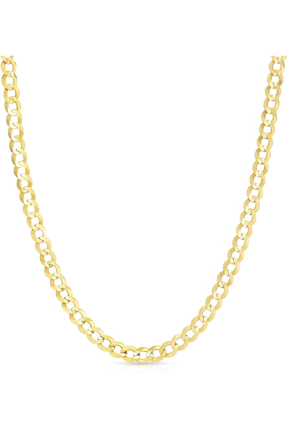10k Yellow Gold 6mm Solid Curb Cuban Chain Necklace