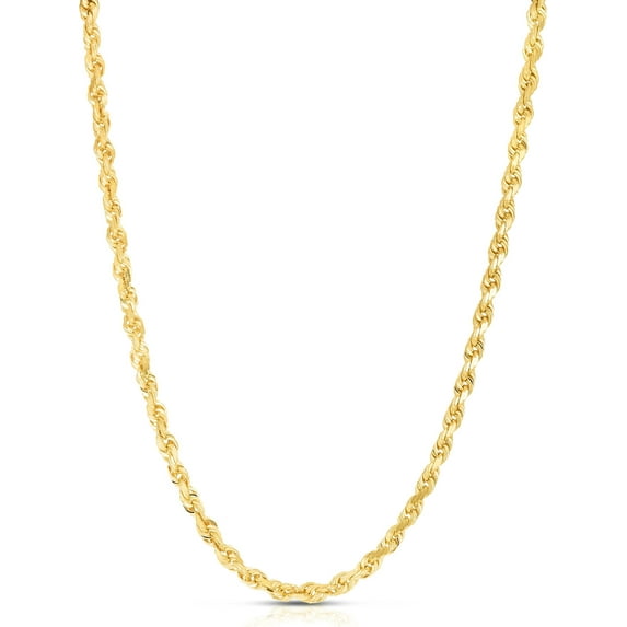 Floreo 10k Yellow Gold 6mm Solid Rope Chain Diamond Cut Necklace