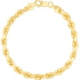thumbnail image 1 of Floreo 10k Yellow Gold 6mm Solid Rope Chain Diamond Cut Bracelet or Anklet, 1 of 4