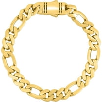 Floreo 10k Yellow Gold 7mm Lite Figaro Monaco Link Chain Necklace