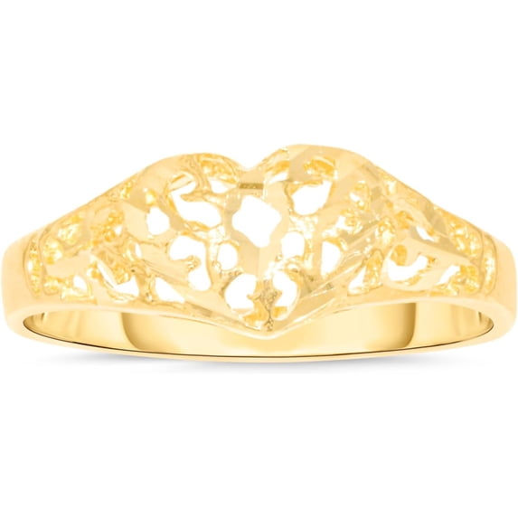 Floreo 10k Yellow Gold 7mm Openwork Heart Filigree Ring