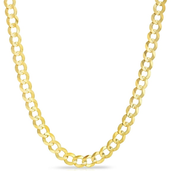 Floreo 10k Yellow Gold 7mm Solid Curb Cuban Chain Necklace