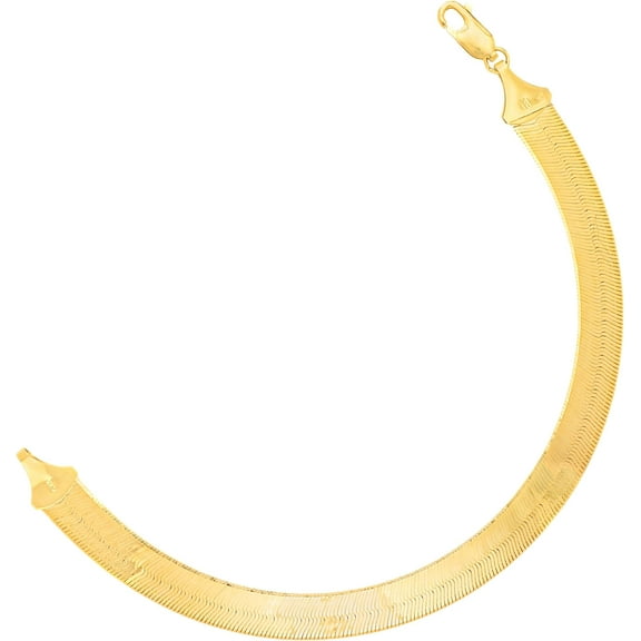 Floreo 10k Yellow Gold 7mm Super Flexible Silky Herringbone Chain Bracelet