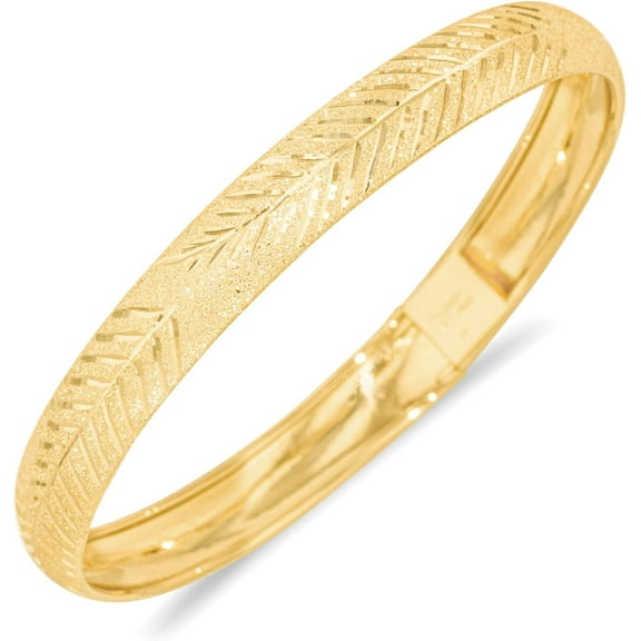 Floreo 10k Yellow Gold 8mm Lattice Satin Finish Textured Flex Bangle Bracelet