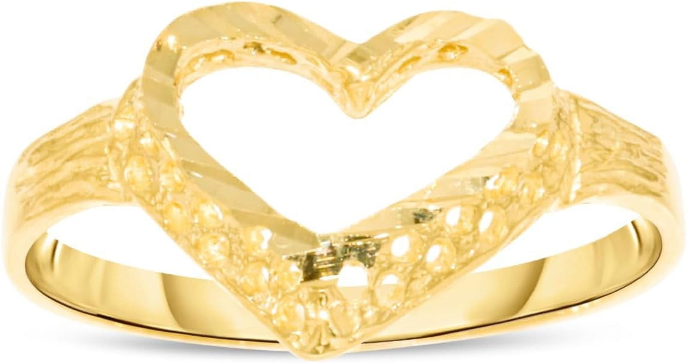 Floreo 10k Yellow Gold 9mm Diamond Cut Heart Openwork Filigree Ring ...