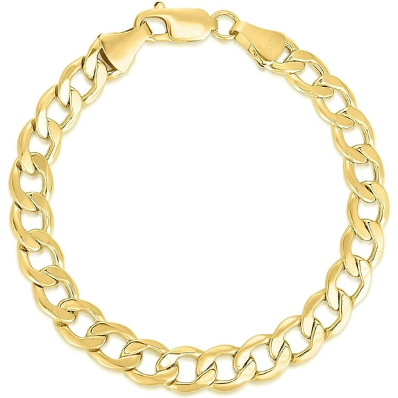 Floreo 10k Yellow Gold 9mm Hollow Cuban Curb Link Bracelet - 8 Inch