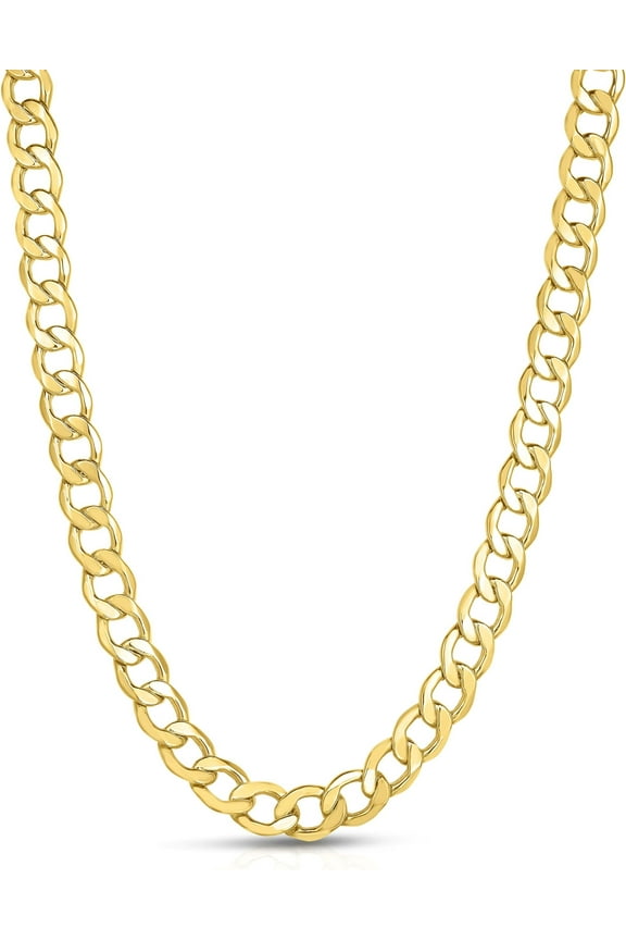 10k Yellow Gold 9mm Hollow Cuban Curb Link Chain Necklace - 20 inch