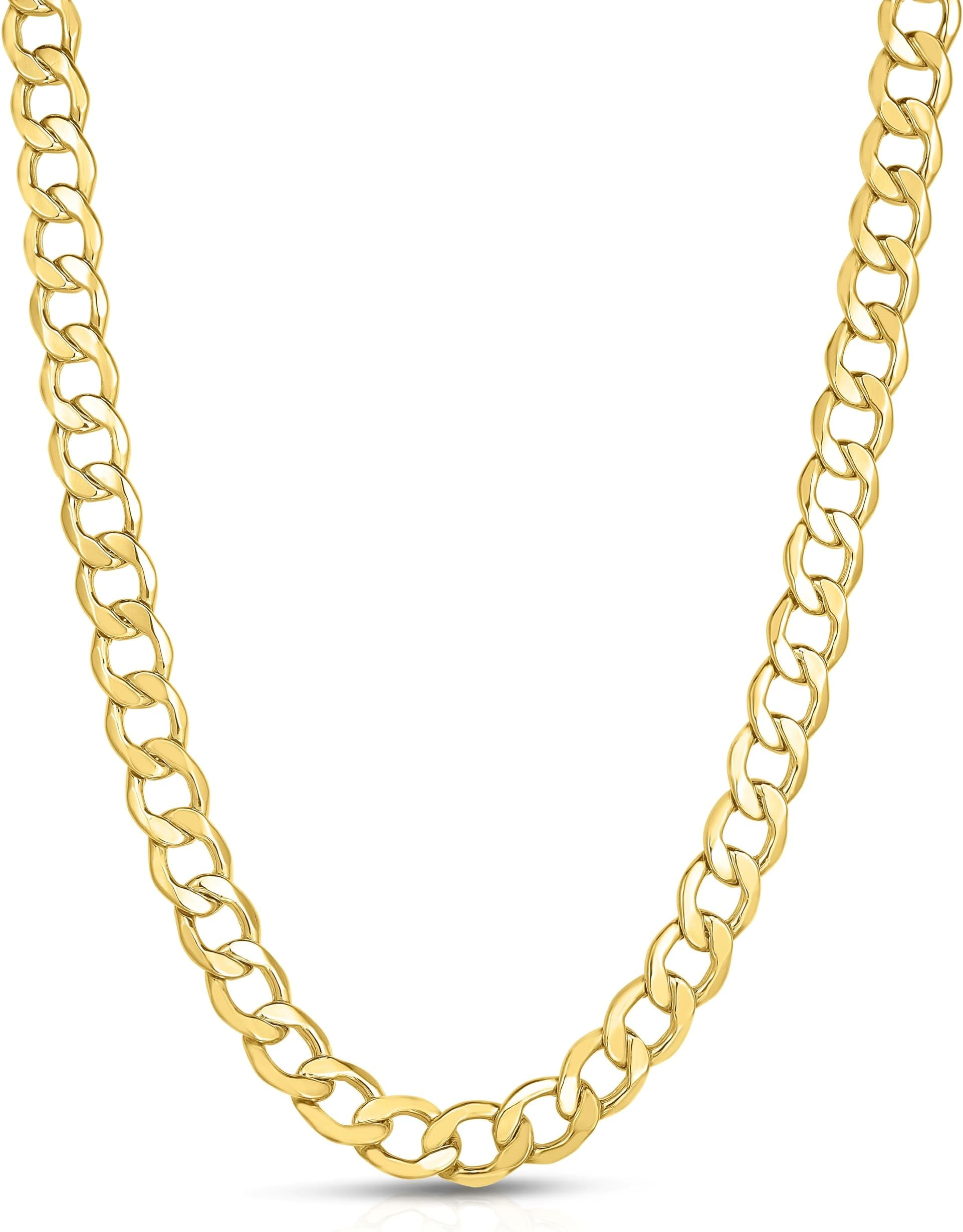 Floreo 10k Yellow Gold 9mm Hollow Cuban Curb Link Chain Necklace - 26 inch