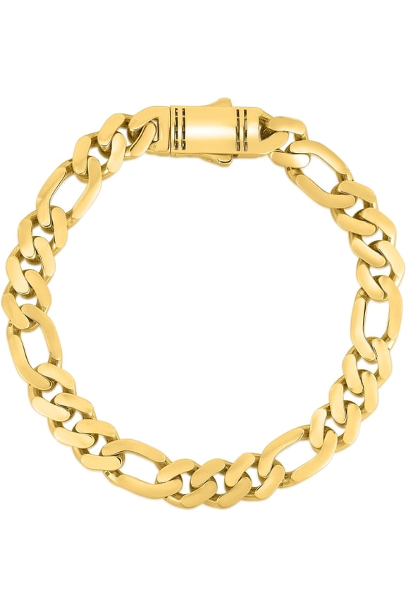 10k Yellow Gold 9mm Lite Figaro Monaco Link Chain Necklace