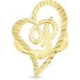 thumbnail image 1 of Floreo 10k Yellow Gold A-Z Cursive Letter and Heart Initial Ring, Medium Heart (0.9"), 1 of 5