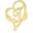 thumbnail image 1 of Floreo 10k Yellow Gold A-Z Cursive Letter and Heart Initial Ring, Small Heart (0.7"), 1 of 5