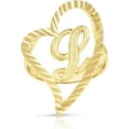 thumbnail image 1 of Floreo 10k Yellow Gold A-Z Cursive Letter and Heart Initial Ring, Small Heart (0.7"), 1 of 5