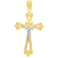 thumbnail image 1 of Floreo 10k Yellow Gold Art Deco Crucifix of Jesus Cross Religious Pendant, 1 of 4