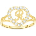 thumbnail image 1 of Floreo 10k Yellow Gold CZ Heart Cursive Alphabet A-Z Initial Ring, 1 of 5