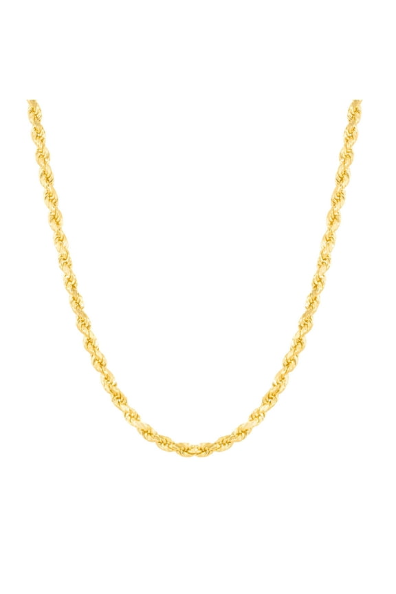 10k Yellow Gold 4mm Diamond Cut Lite Rope Chain Necklace