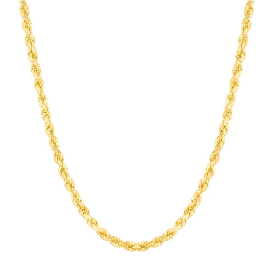Floreo 10k Yellow Gold 4mm Diamond Cut Lite Rope Chain Necklace