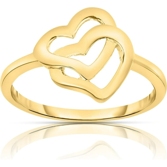 Floreo 10k Yellow Gold Double Hearts Women's Ring