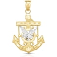 thumbnail image 1 of Floreo 10k Yellow Gold Eagle Cross Anchor Two-Tone Religious Pendant Small, 1 of 3