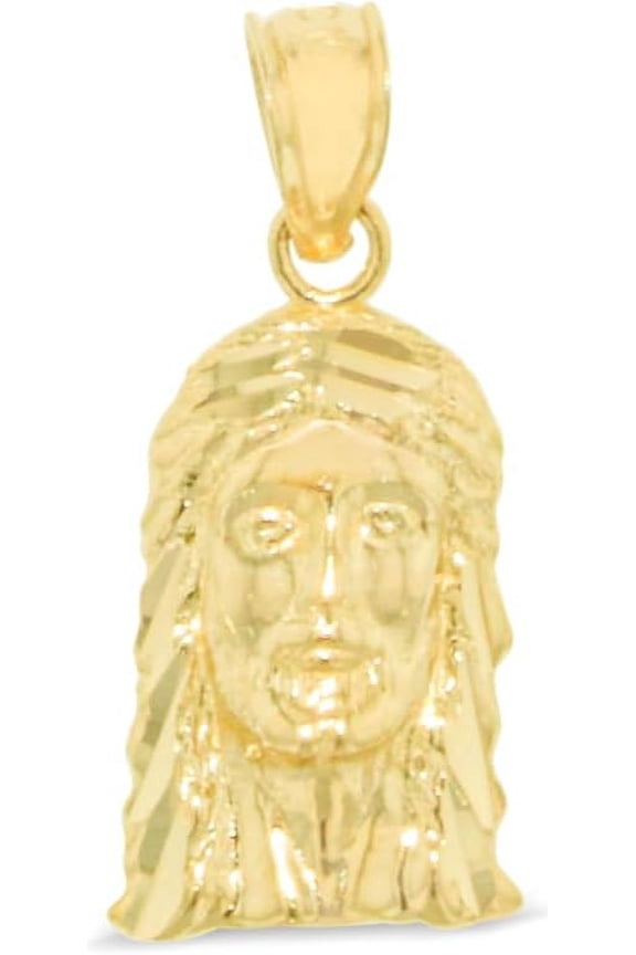 10k Yellow Gold Face of Jesus Christ Religious Pendant Height(15mm)