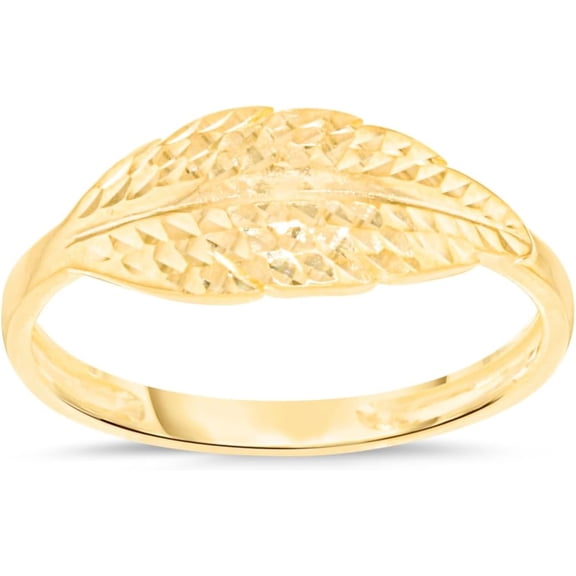 Floreo 10k Yellow Gold Feather Ring, Size 3-11