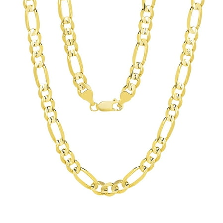 Floreo 10k Yellow Gold 8mm Solid Clasic Figaro Necklace