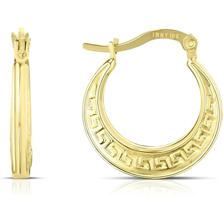 Floreo 10k Yellow Gold 18.6mm Greek Key Design Hoop Earrings