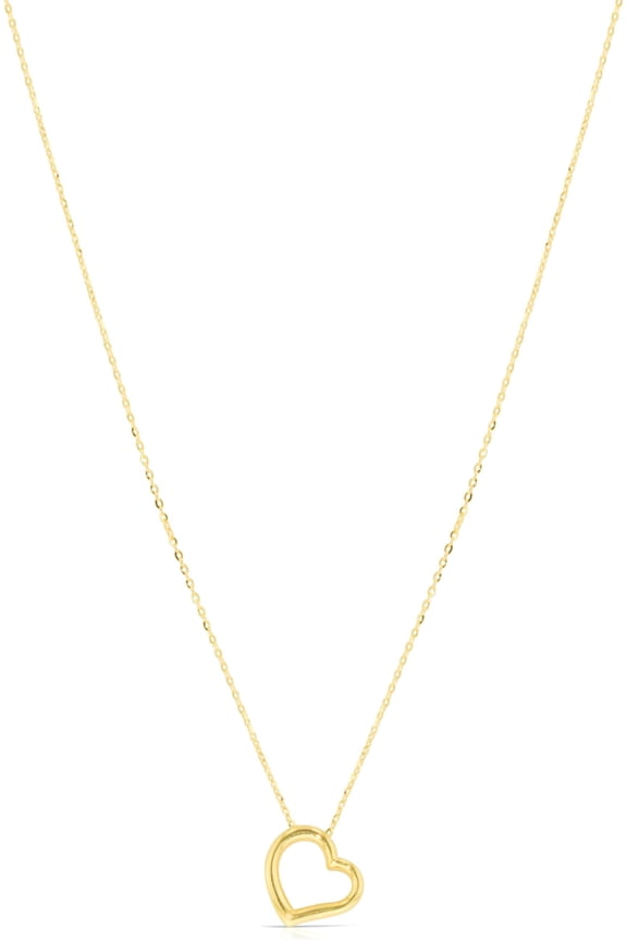 10k Yellow Gold Heart Charm Cable Chain Necklace