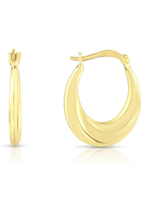 10k Yellow Gold 20mm High Polish and Twisted Wave Swirl Design Hoop Earrings
