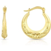 Floreo 10k Yellow Gold 18.4mm High Polish Filigree Intricate Design Hoop Earrings