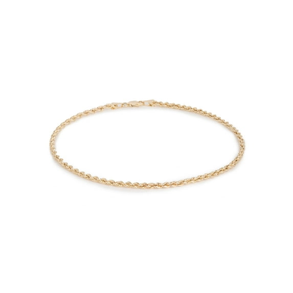 Floreo 10k Yellow Gold Hollow Rope Chain Bracelet and Anklet 2.5mm in Yellow Gold