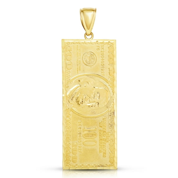 Floreo 10k Yellow Gold Hundred Dollar Bill Pendant, 4 Sizes