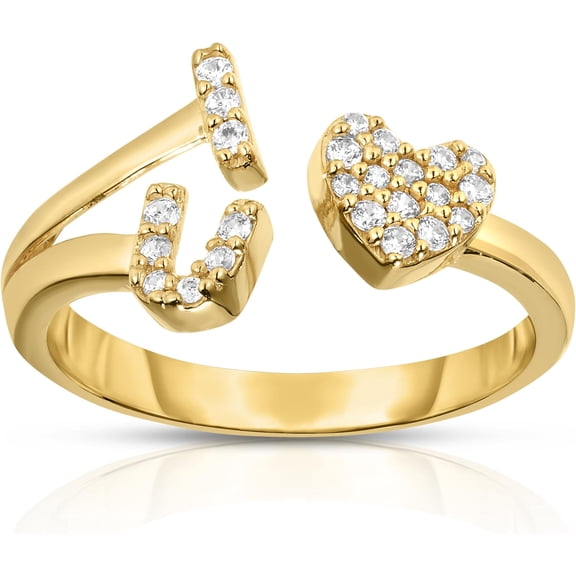 Floreo 10k Yellow Gold I Love You Heart CZ Women's Ring