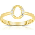 thumbnail image 1 of Floreo 10k Yellow Gold Letter A-Z Small Block Alphabet Character CZ Initial Ring, 1 of 5
