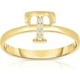 thumbnail image 1 of Floreo 10k Yellow Gold Letter A-Z Small Block Alphabet Character CZ Initial Ring, 1 of 5