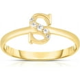 thumbnail image 1 of Floreo 10k Yellow Gold Letter A-Z Small Block Alphabet Character CZ Initial Ring, 1 of 5