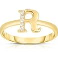thumbnail image 1 of Floreo 10k Yellow Gold Letter A-Z Small Block Alphabet Character CZ Initial Ring, 1 of 5