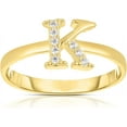 thumbnail image 1 of Floreo 10k Yellow Gold Letter A-Z Small Block Alphabet Character CZ Initial Ring, 1 of 5