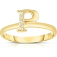 thumbnail image 1 of Floreo 10k Yellow Gold Letter A-Z Small Block Alphabet Character CZ Initial Ring, 1 of 5
