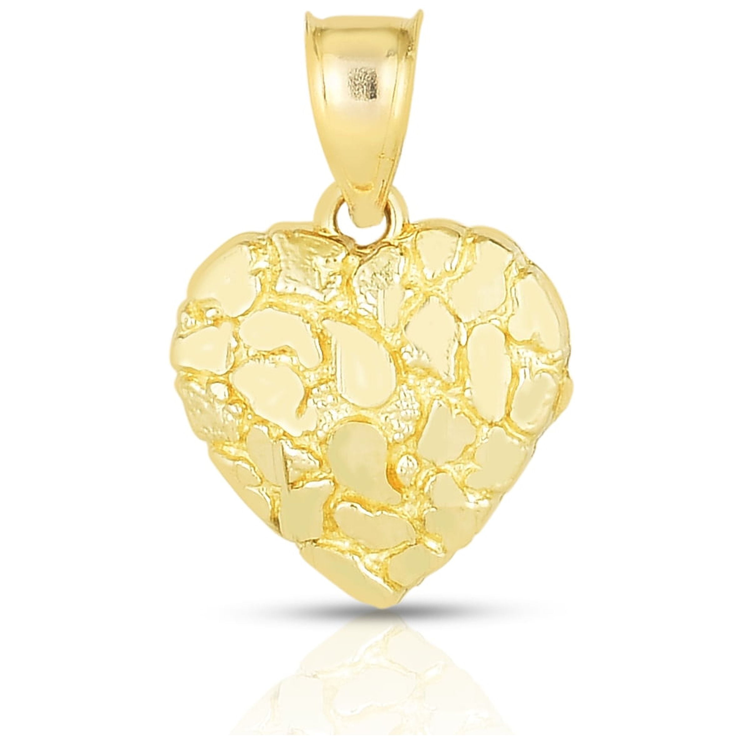 Gold Diamond Cut Nugget Pendant Necklace