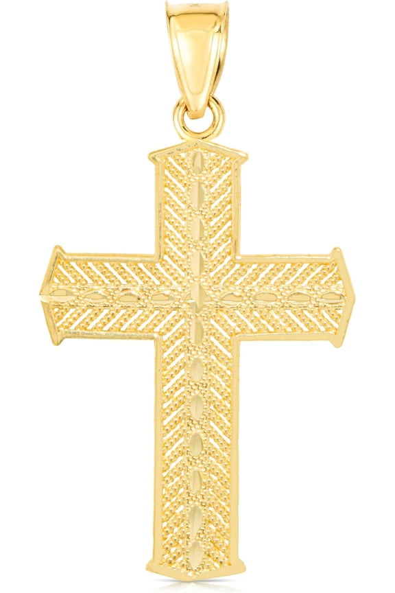 10k Yellow Gold Overlay Cross Religious Pendant