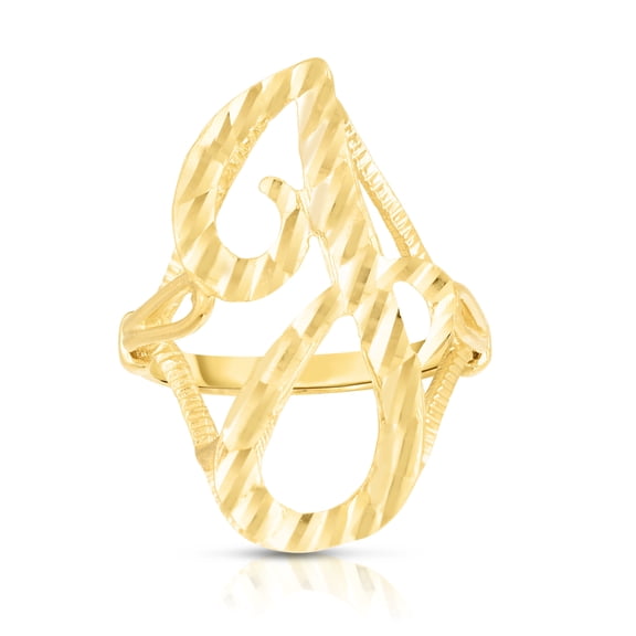 Floreo 10k Yellow Gold Personalized Letter Extra Large Cursive Initial Ring