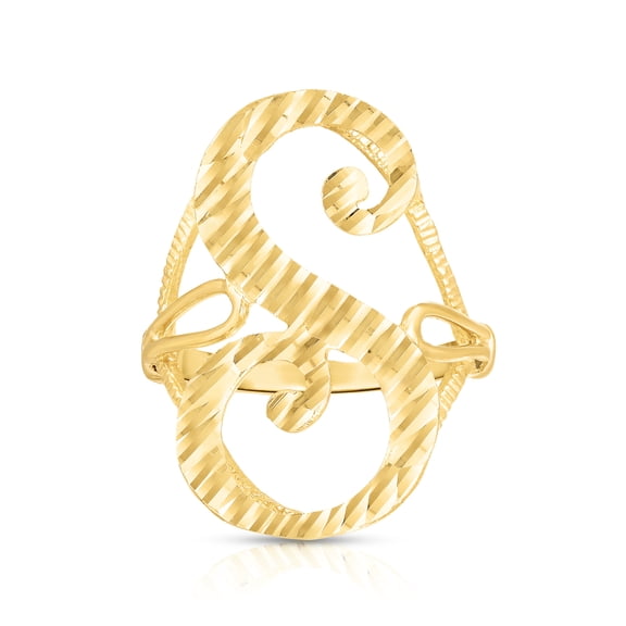Floreo 10k Yellow Gold Personalized Letter Extra Large Cursive Initial Ring