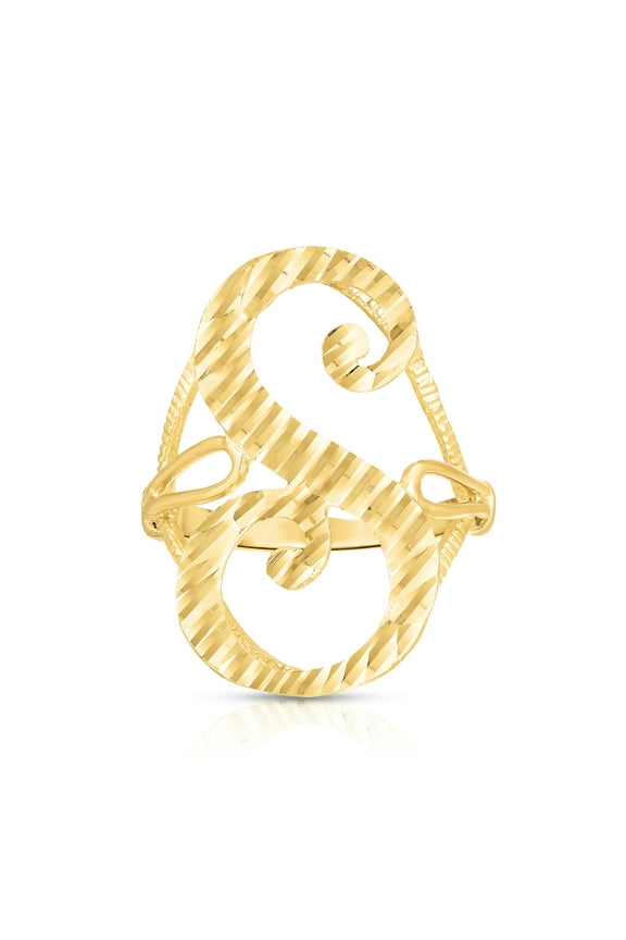 10k Yellow Gold Personalized Letter Extra Large Cursive Initial Ring