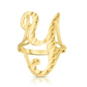 Floreo 10k Yellow Gold Personalized Letter Extra Large Cursive Initial Ring