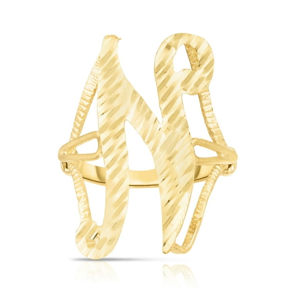 Floreo 10k Yellow Gold Personalized Letter Extra Large Cursive Initial Ring