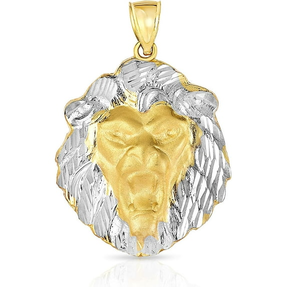 Floreo 10k Yellow Gold Roaring Lion Two-Tone Pendant Medium