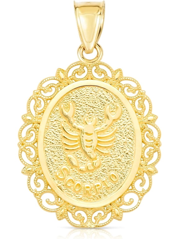 10k Yellow Gold Round Horoscope Zodiac Sign Scorpio Pendant