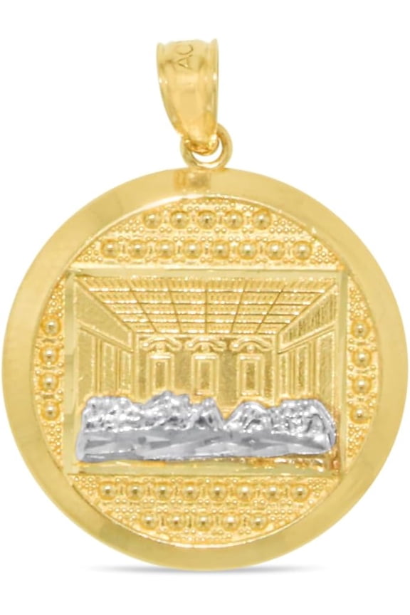 10k Yellow Gold Round Last Supper Charm Religious Pendant