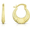 thumbnail image 1 of Floreo 10k Yellow Gold Scalloped Ribbed Shrimp Hoop Earrings, 1 of 2