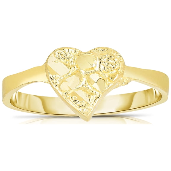 Floreo 10k Yellow Gold Mini Extra Small Heart Nugget Ring, Sizes 4 - 11